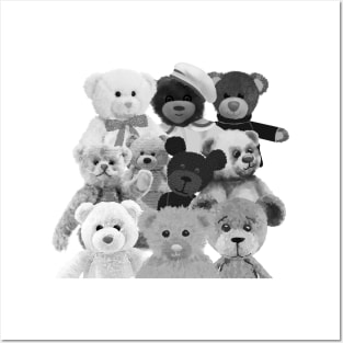 Teddy bear - lots of teddy bears - black and white Posters and Art